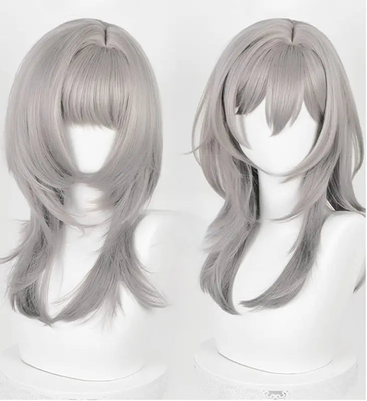 Gray Gradient Cosplay Wig for Anime & Gaming - Heat Resistant Synthetic Hair