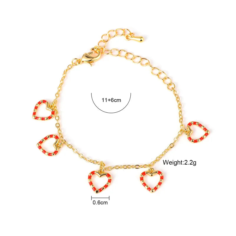 Kids Heart Charms Bracelet for Girls Toddler Baby Gift Chic Lovely Accessory