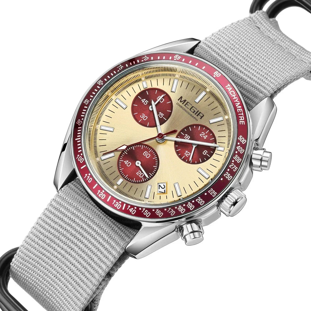 Men's Sport Automatic Chronograph Waterproof Watch with Canvas Strap
