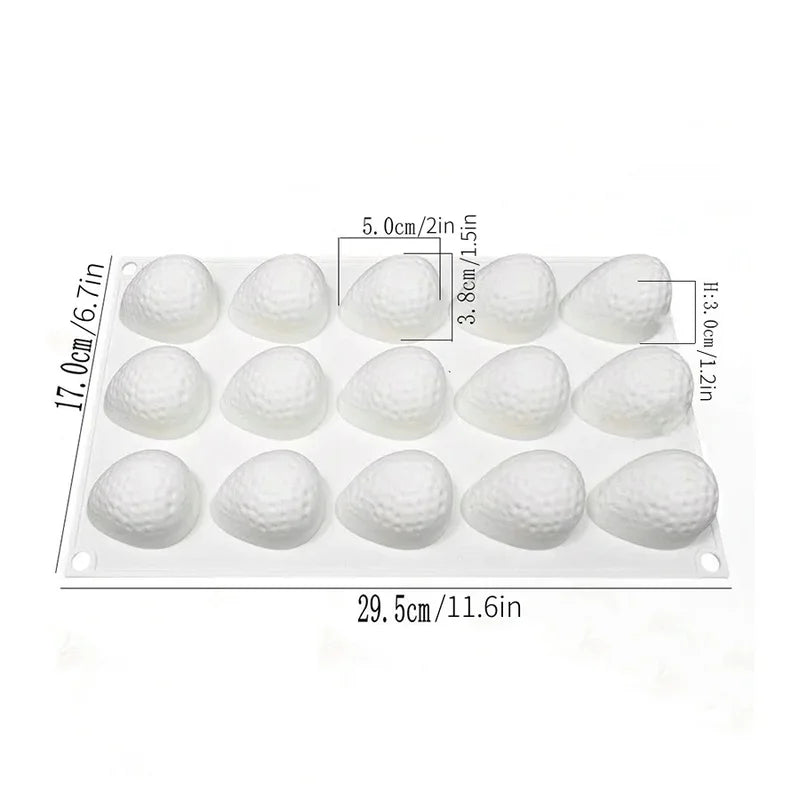 15 Cavity Strawberry Silicone Baking Mold for Cake Chocolate Decoration