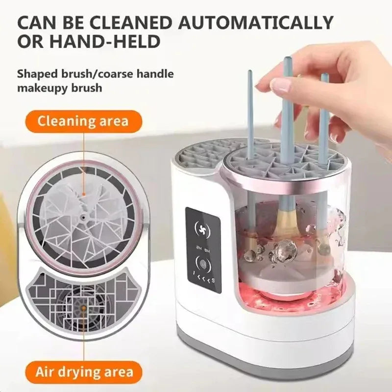 Electric Makeup Brush Cleaner Machine with Dryer & Holder - Portable USB
