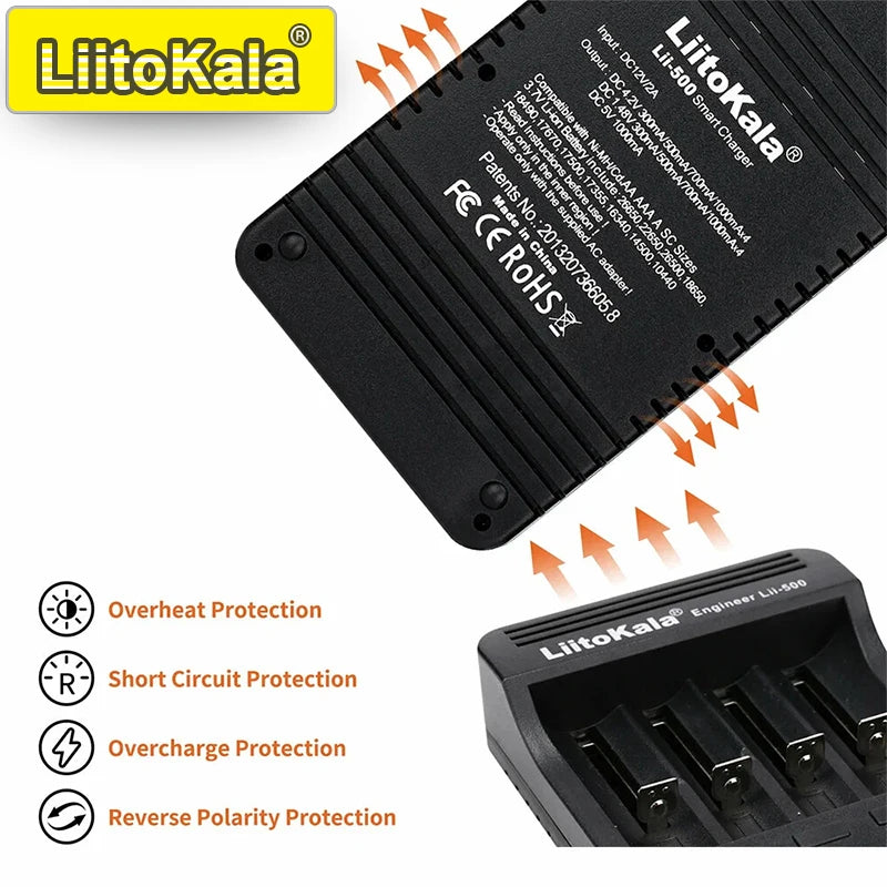 Smart Battery Charger for 18650, AA, AAA, Ni-MH, Li-ion Batteries with LCD Display