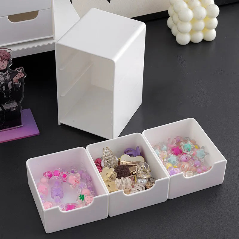 Desktop Jewelry Storage Box 3-Tier Organizer with Drawers, Large Capacity