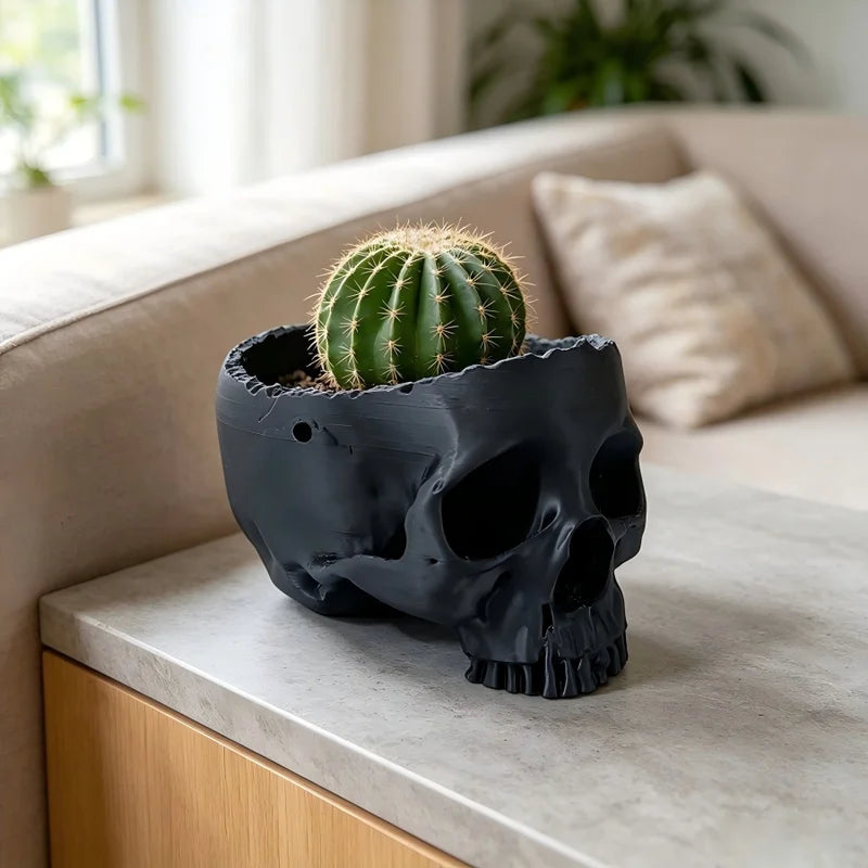 Dark Gothic Skull Hanging Flowerpot - 3D Printed Indoor Outdoor Decor