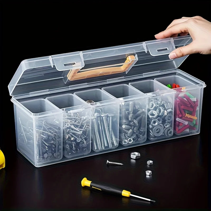 7-Piece Multi-Compartment Tool Storage Box Set for Screws Wrenches Hardware