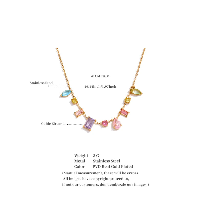 Trendy Cubic Zirconia Pendant Necklace in Stainless Steel – Elegant Jewelry Gift