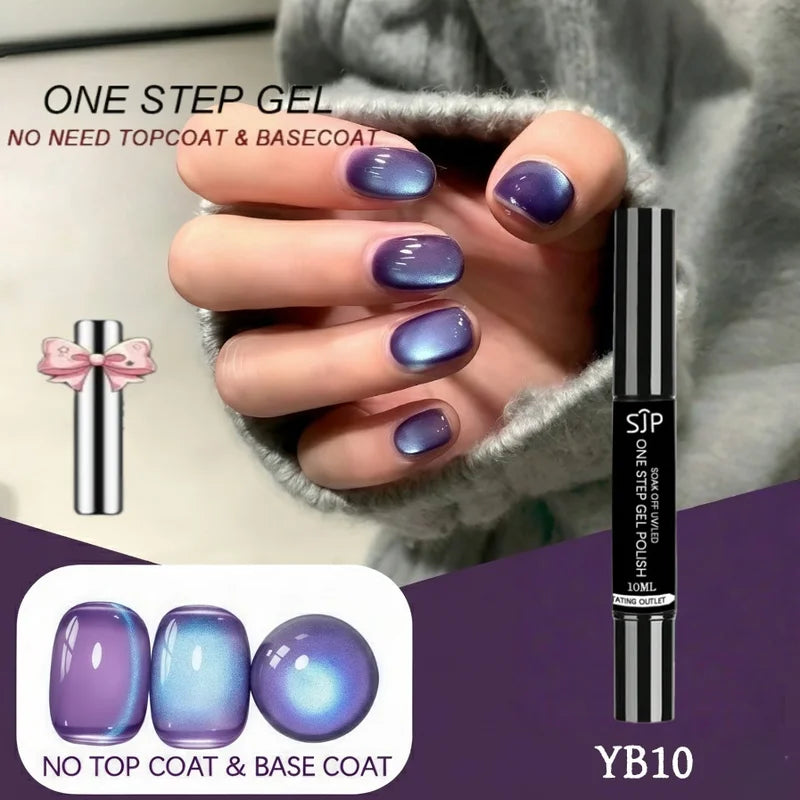 10ML One Step Cat Eye Gel Nail Polish Pen - Long-Lasting 3-in-1 Salon & Home Use
