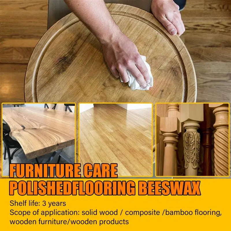 Wood Furniture Polisher Beeswax - Natural, Wear-Resistant Wood Care Wax for Floors & Furniture