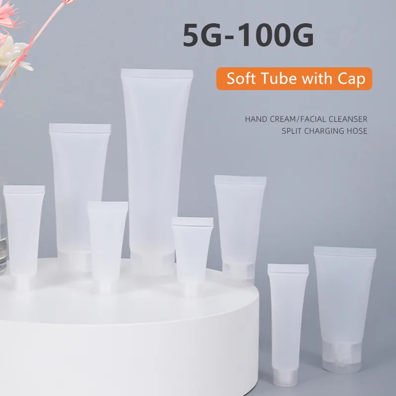 10Pcs Refillable Plastic Travel Squeeze Tubes with Flip & Screw Lids