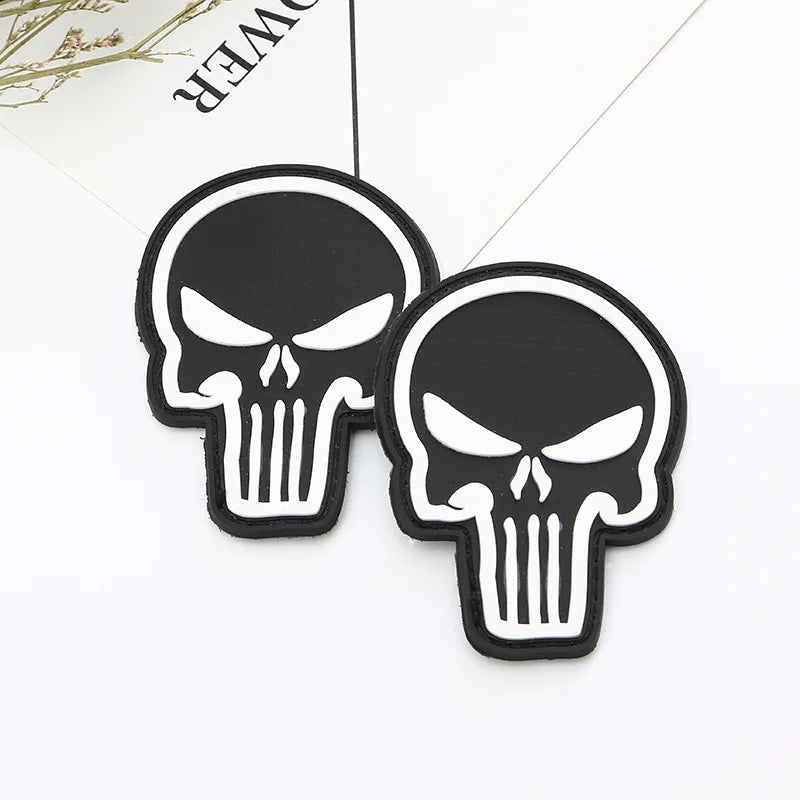Luminous Skeleton Head Patch with Hook Backing for Tactical Backpack & Gear
