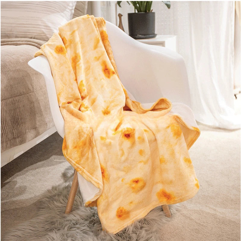 Indian Flying Pancake Blanket - Watermelon & Cabbage Print Flannel Throw for Air-Conditioned Rooms
