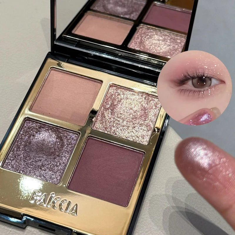 Colorful Eyeshadow Palette with Glitter & Matte Shades - 4 Color Variety
