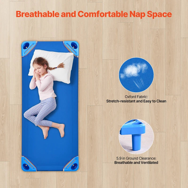 Stackable Toddler Nap Cots Pack of 4/6 Portable Kids Bed for Preschool & Daycare