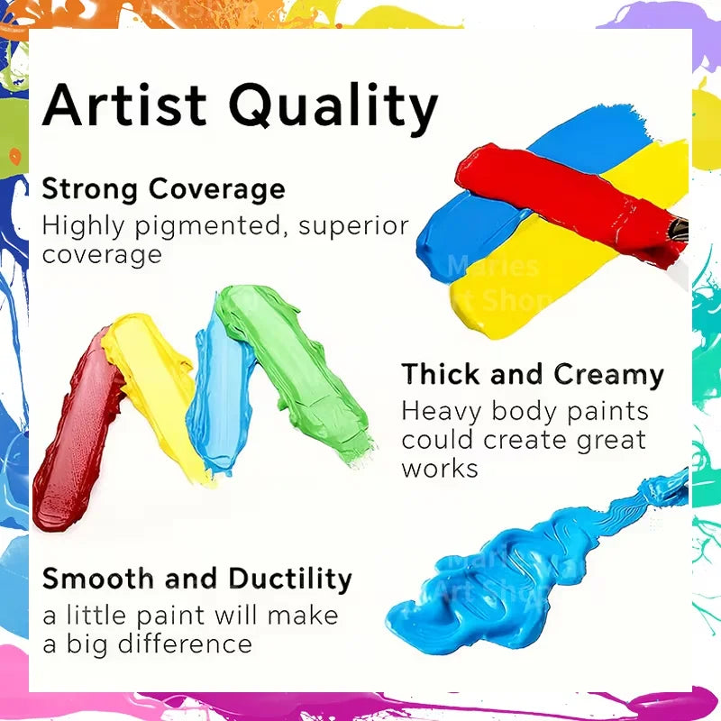 Art Painting Kit with Acrylic Paints and Brushes - Multiple Colors for Artists & Beginners