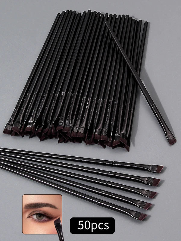 Disposable Eye Makeup Brush Set 50 Diagonal Eyeliner & Eyeshadow Brushes