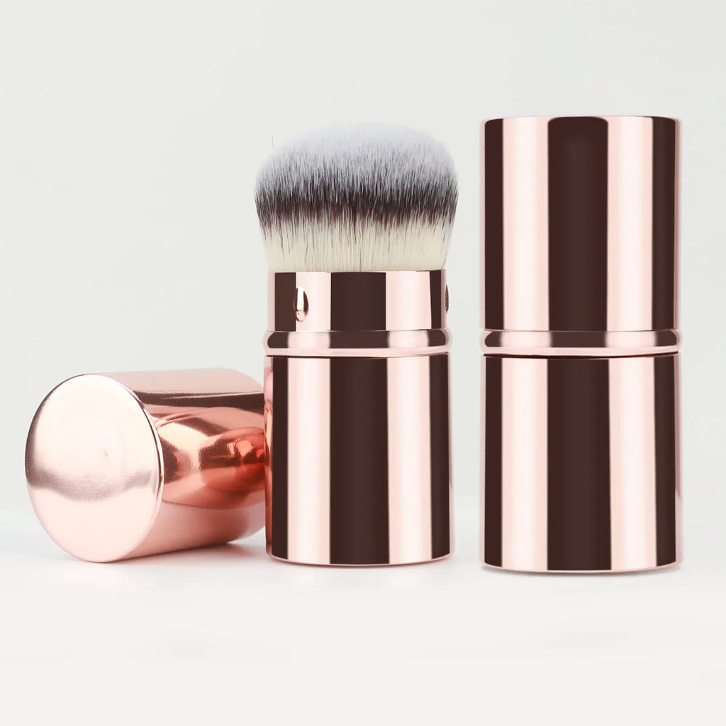 Retractable Kabuki Foundation Brush Travel Makeup Tool for Liquid, Cream & Powder