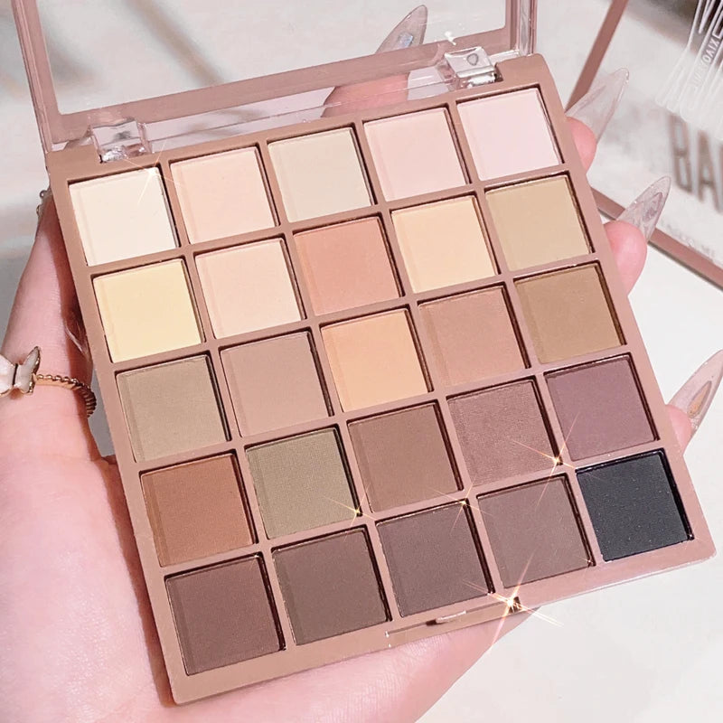 25-Color Matte Eyeshadow Palette Waterproof & Sweatproof for Daily Makeup