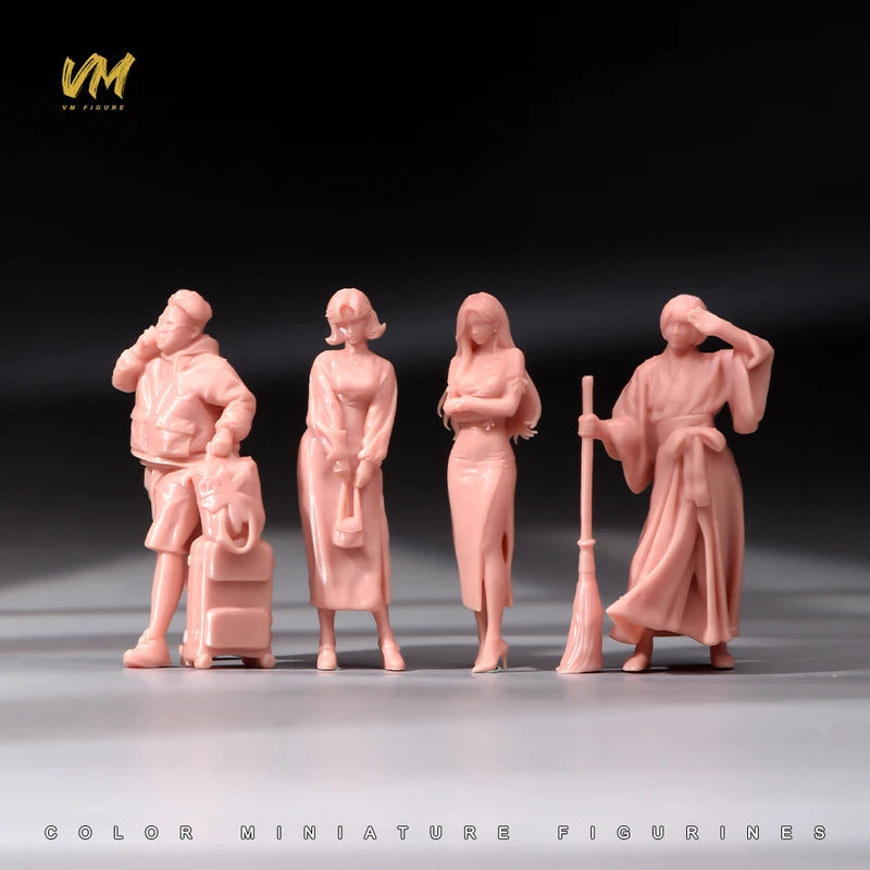 Miniature Female Figure Model for Vehicle Decoration and Collectibles - 1/64 to 1/18 Scale