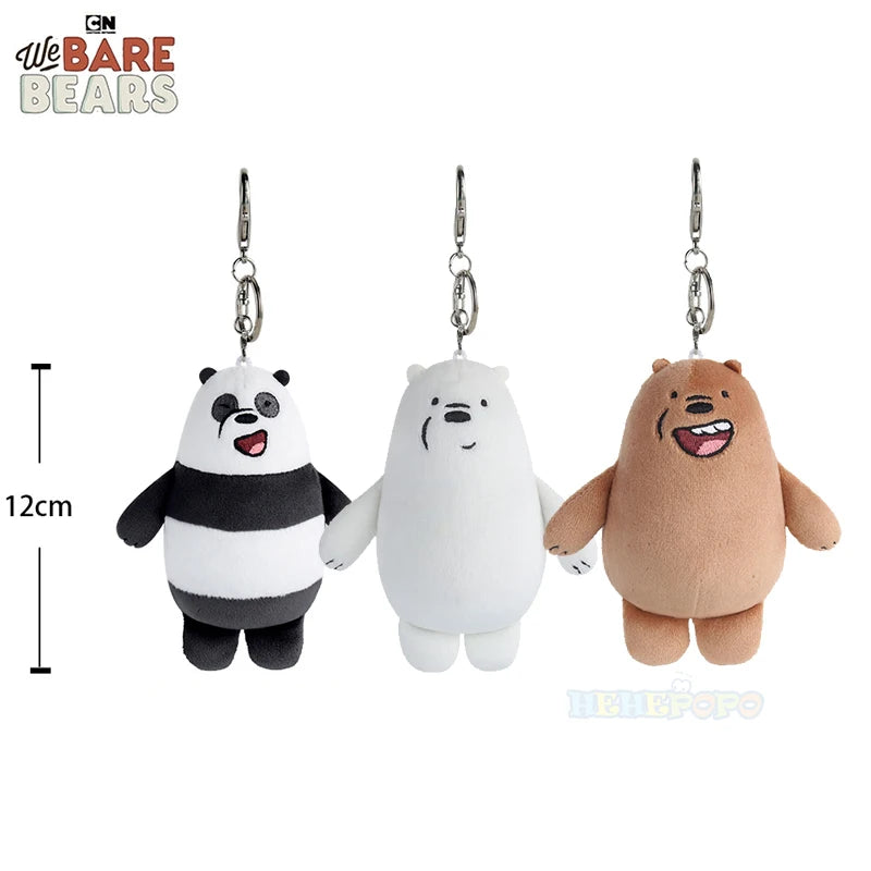 12cm Cartoon Plush Keychain - We Bare Bears Pendant for School Bags & Gifts