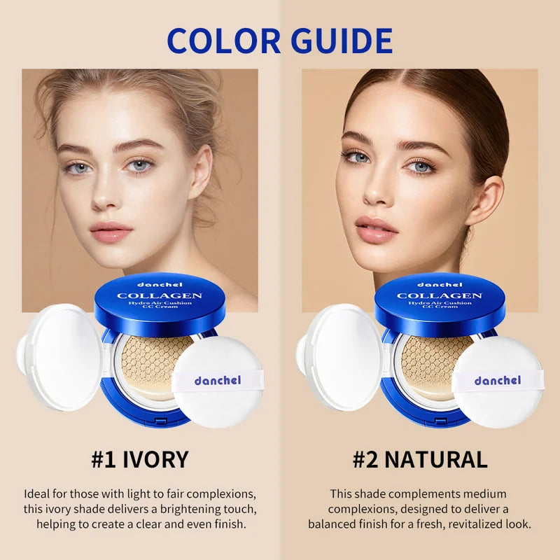 Collagen Air Cushion CC Cream Foundation with Hydration & Brightening for Natural Dewy Look