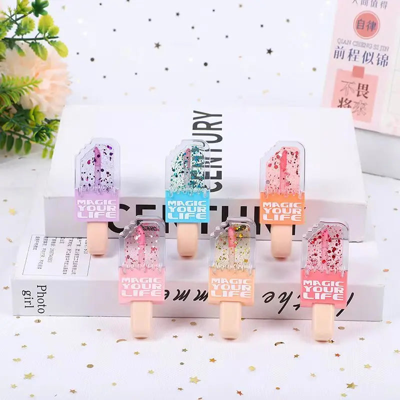 24Pcs Lip Gloss Set Moisturizing Long-Lasting Lip Oil for Girls - Ice Cream Theme