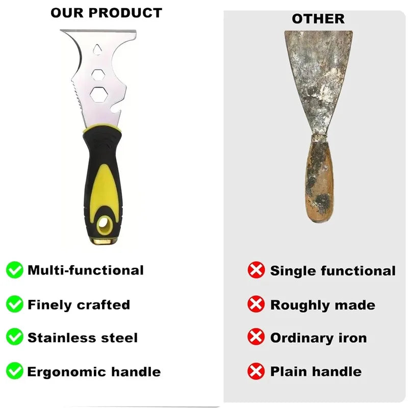 15-in-1 Multi-Use Paint Scraper & Wallpaper Tool Stainless Steel Home DIY