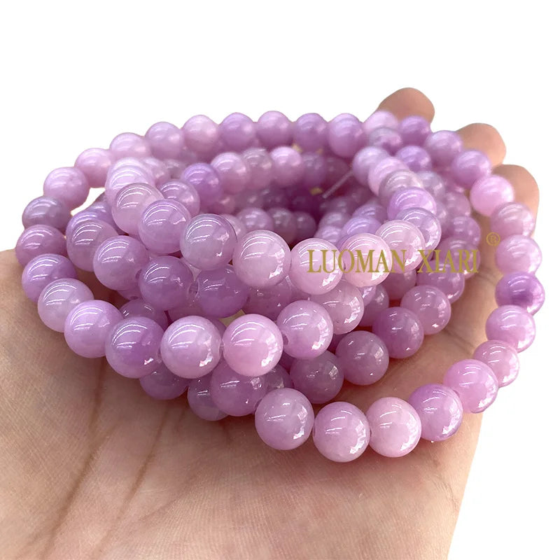 Natural Jade Imitate Kunzite Tourmaline Amber Loose Round Beads for Jewelry Making