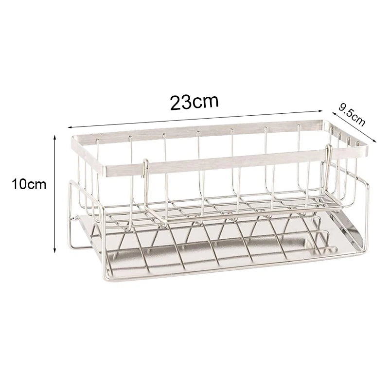 Stainless Steel Sink Cleaning Tools Storage Rack Kitchen Organizer with Drip Tray