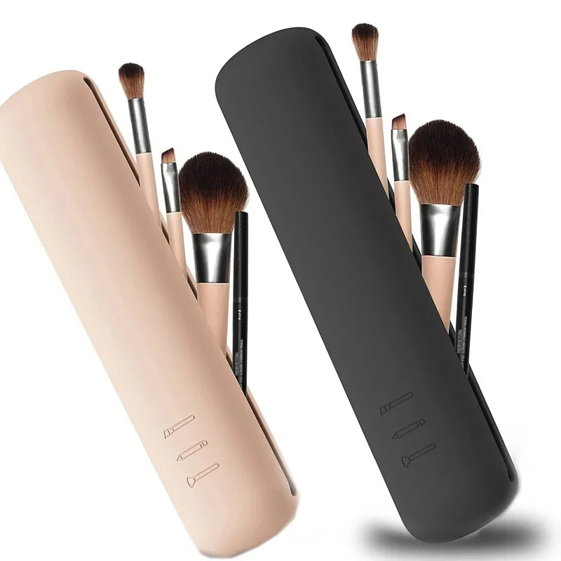 Silicone Makeup Brush Storage Bag - Portable Travel Case for Cosmetics & Tools