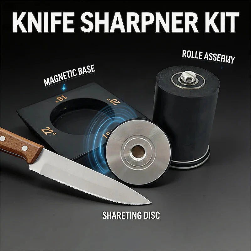 Precision Angle Knife Sharpener Kit with Diamond Whetstones - 4 Angles, Ergonomic Design