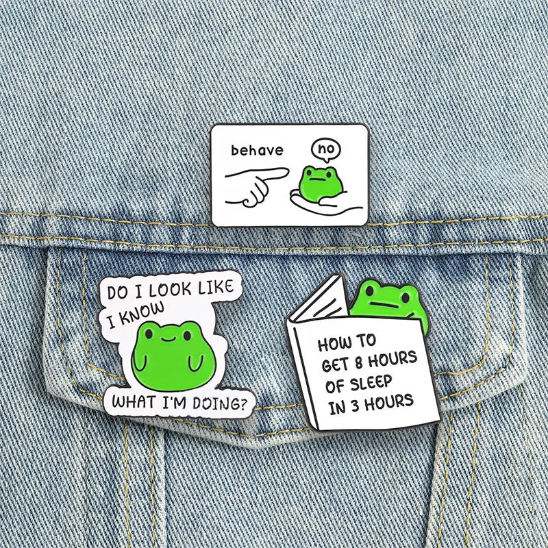 Funny Sassy Frog Enamel Pins - Sarcastic Animal Brooches for Jewelry Gift