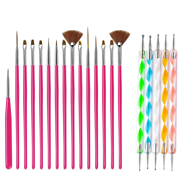 Nail Art Brushes Set Manicure Tools Liquid Powder Carving UV Gel Painting Pen