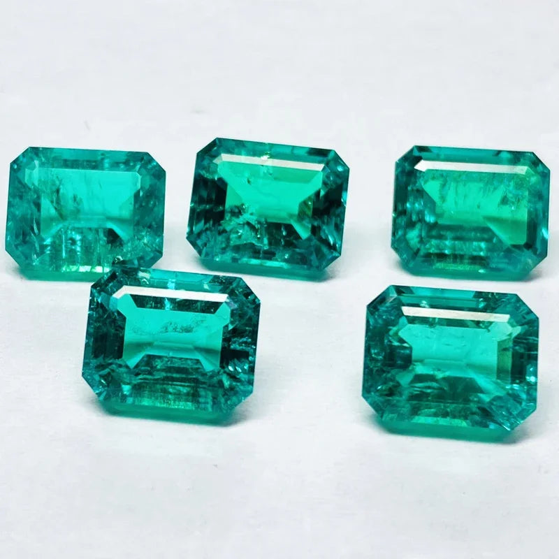 Lab Grown Emerald Charms for Jewelry Making 10x12mm Emerald Cut Gemstones