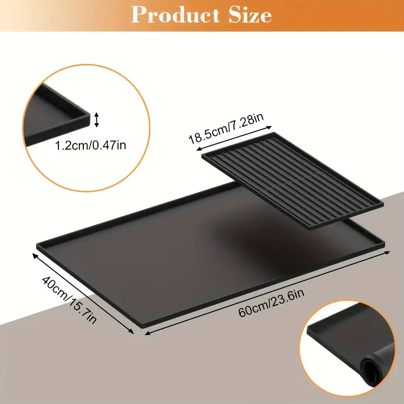 Large Silicone Coffee Bar Mat - Non-Slip Counter Protector 60x40cm Heat Resistant for Espresso & Home Kitchen