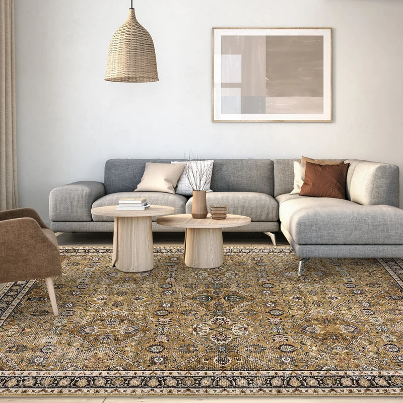 Machine Washable Non-Slip Water-Resistant Rug for Living Room - Vintage Moroccan Low-Pile