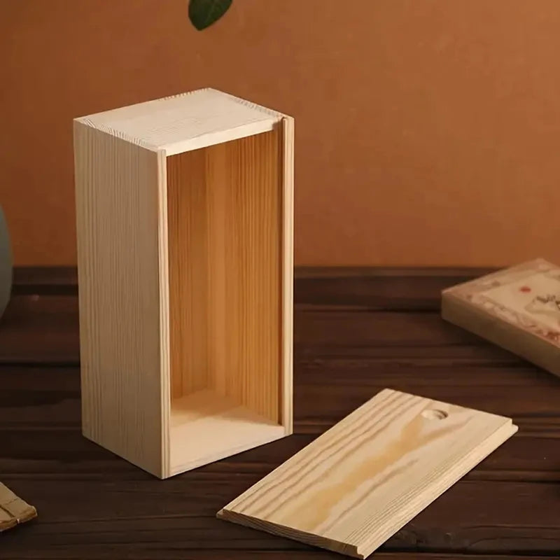 Wooden Pull-Out Jewelry Storage Box with Natural Pine Finish