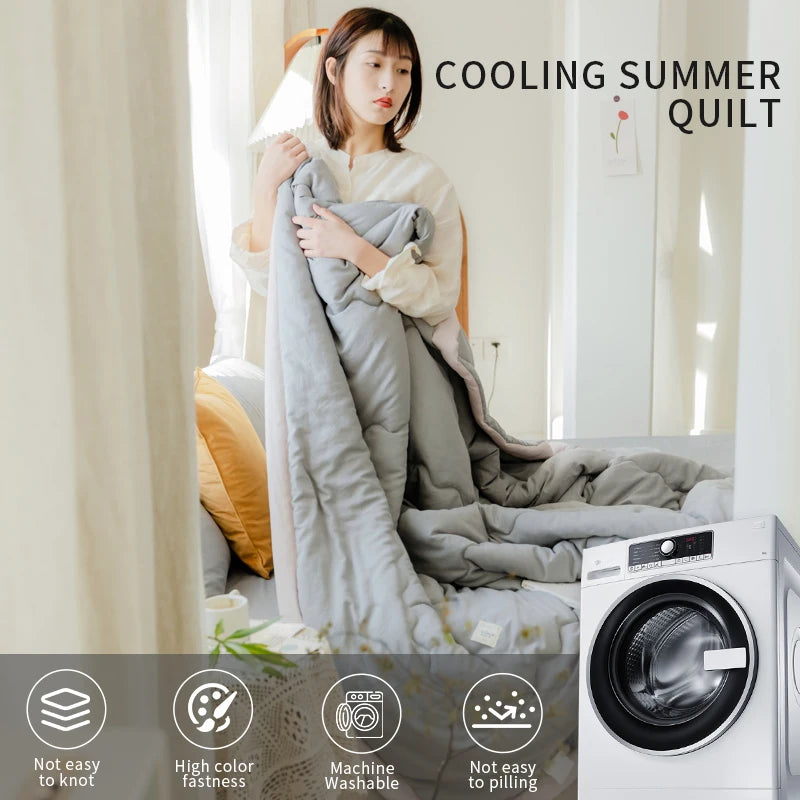 Lightweight Summer Quilt - Skin-Friendly, Washable Cotton Polyester Bedding
