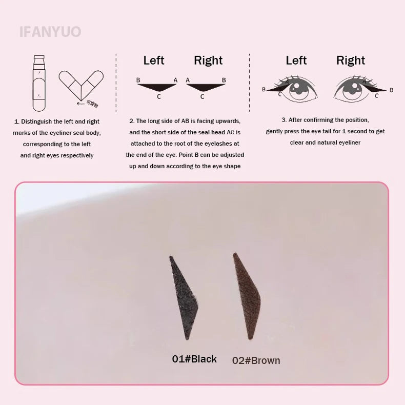 Waterproof Liquid Eyeliner Pen with Integrated Stamp for Precise Symmetrical Eye Makeup