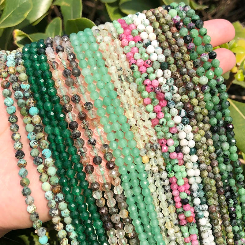 Natural Stone Faceted Beads for Jewelry Making - 2mm 3mm 4mm Spacer Loose Beads