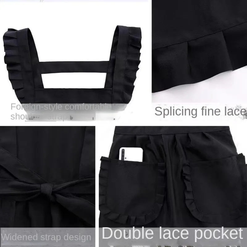 Waterproof Cotton Apron with Large Pockets - Korean Style Cooking & Art Apron