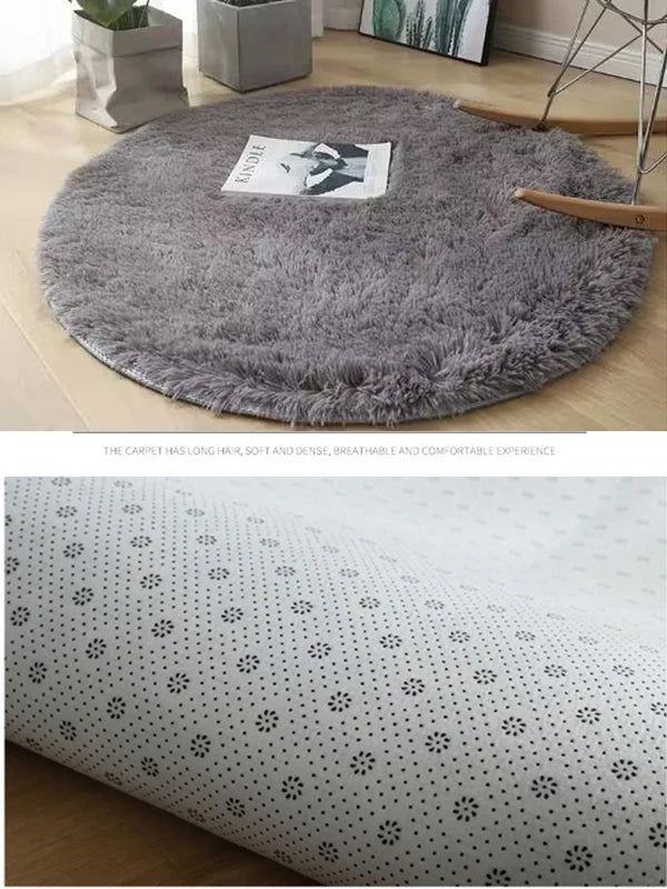 Plush Round Carpet for Living Room and Bedroom - Super Soft Fluffy Non-Slip Floor Mat