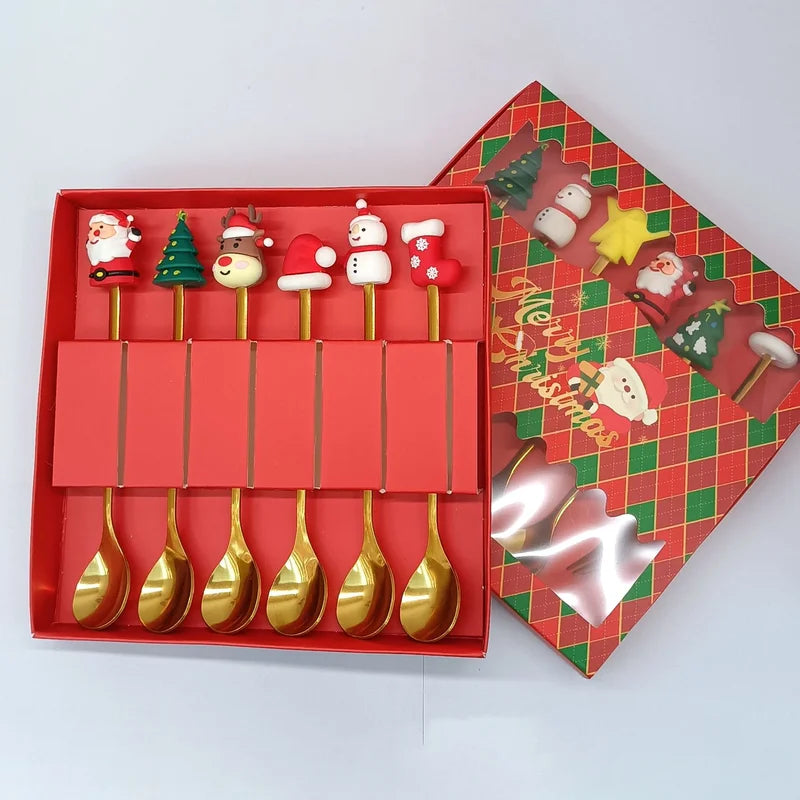 Christmas Stainless Steel Flatware Set - Forks & Spoons Gift Set in Multiple Colors