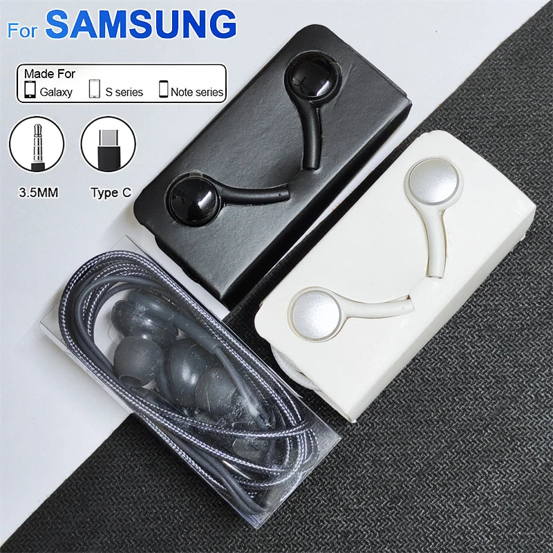 Type C Wired Earphones Stereo Headset with Mic for Samsung Galaxy S25 S24 S23 Ultra Note 20 10