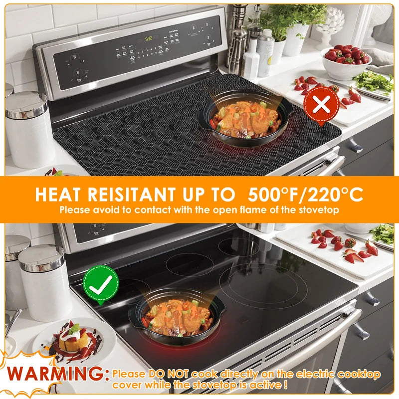 Induction Cooktop Protector Mat Silicone Anti-Scratch Non-Slip Kitchen Cover - 20.5x30.8 inches