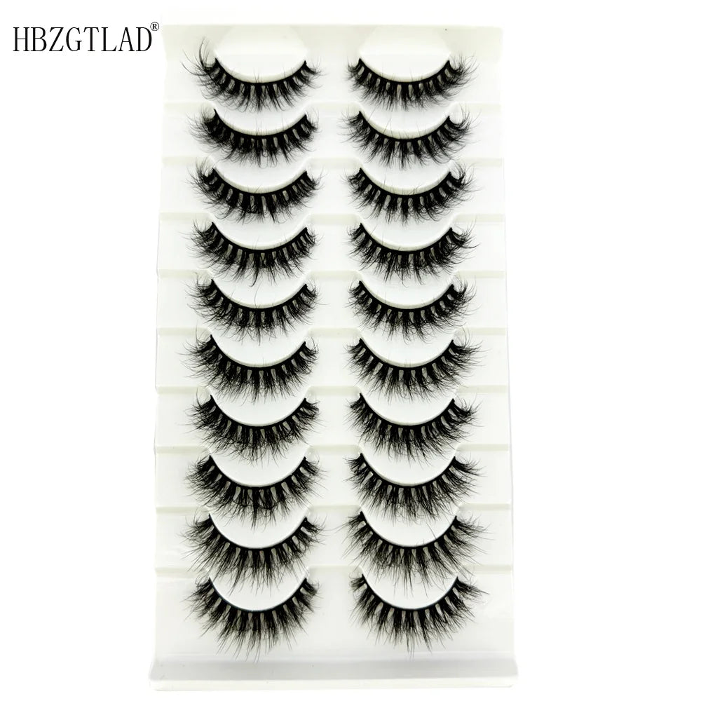 10 Pairs Fluffy Mink False Eyelashes - Natural Dramatic Look, Wispy & Long