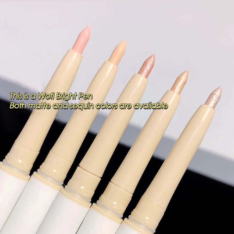 Double Head Silkworm Makeup Pen Set - Matte Pearlescent Brightening Shadow Outline Pen for Eyelids