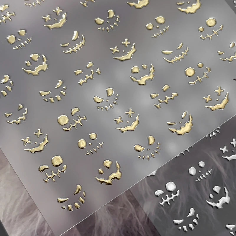 Halloween Nail Charms & Stickers - Dark Spooky Face Pumpkin Art Decals