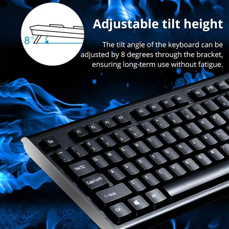 Q9 Wired Full-Size USB Keyboard with Square Mouth Design for Office & Home
