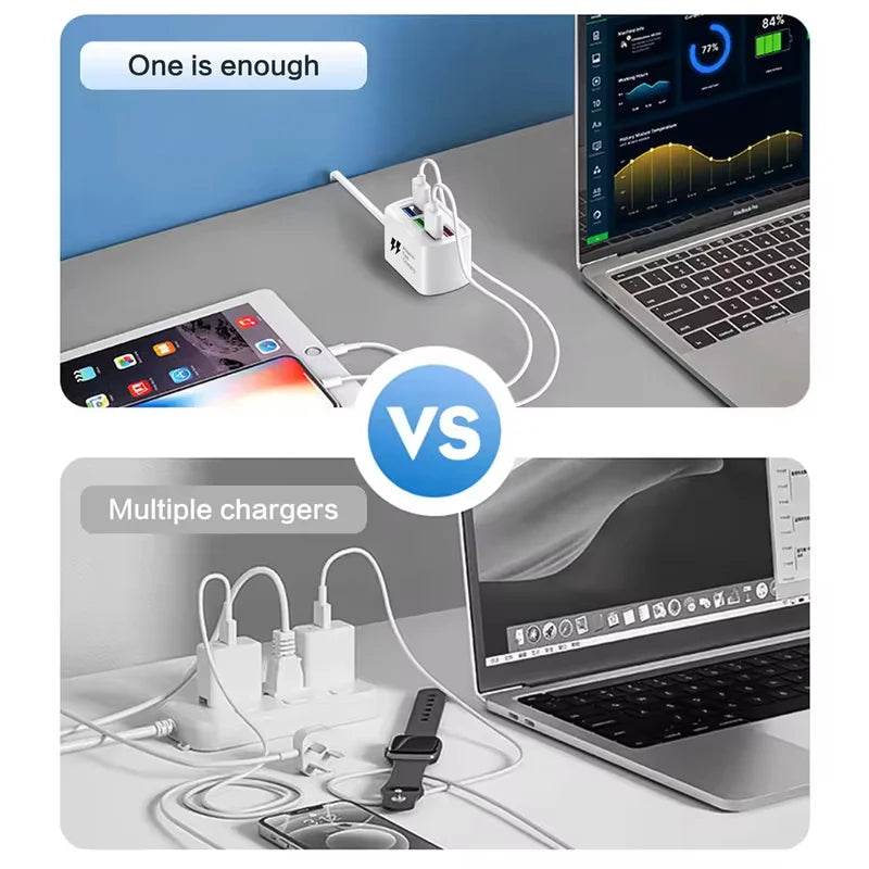 6-Port USB Power Strip with Fast Charging Wall Adapter, Electric Socket Hub