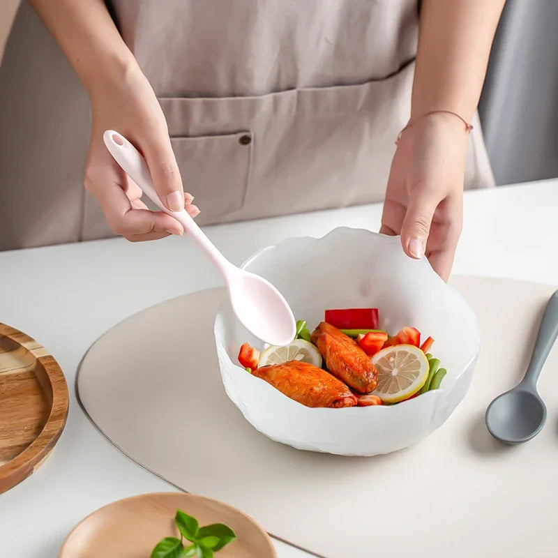 3pcs Silicone Soup Spoons Kitchen Mixing Ladles Non-Slip Cooking Utensils